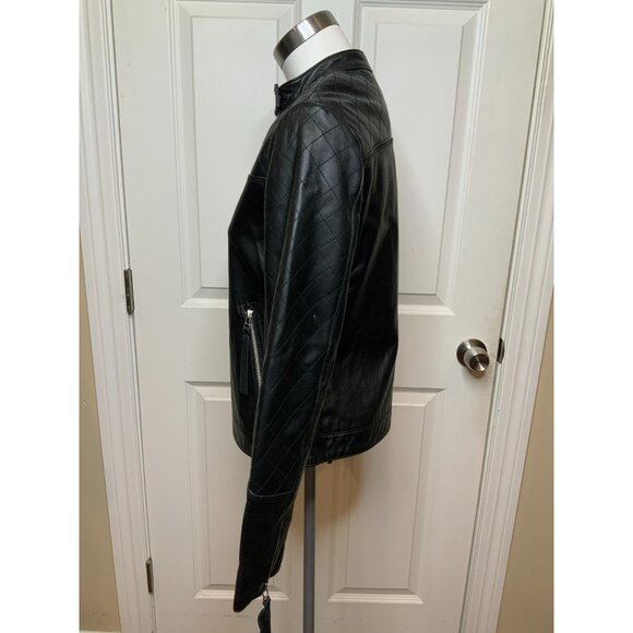 Kelli Kouri Black 100% Genuine Leather Quilted Moto Jacket, Size Medium - Picture 4 of 9